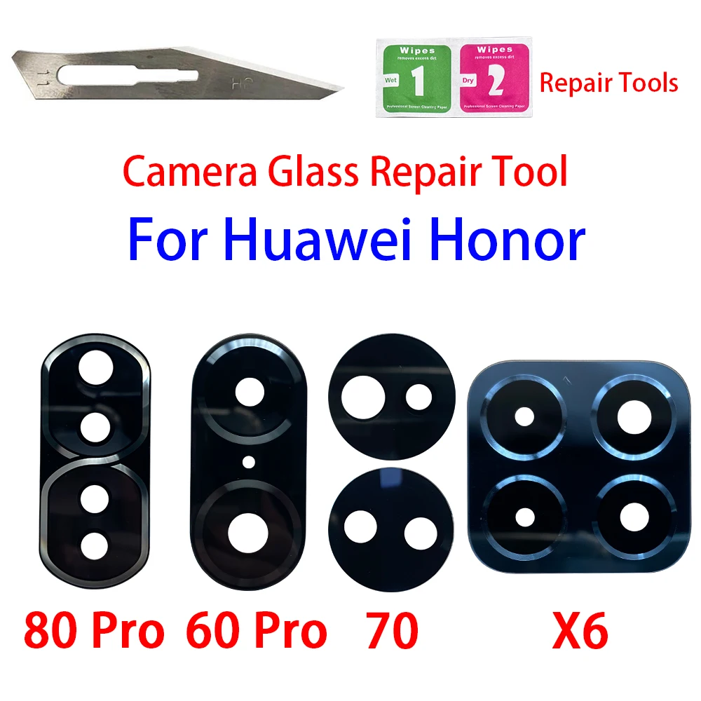 

1 Set Rear Camera Lens Glass Repair For Huawei Honor 60 70 80 Se Pro X6 X7 X7A X8A X3 Back Camera Glass Lens Replacement+Sticker