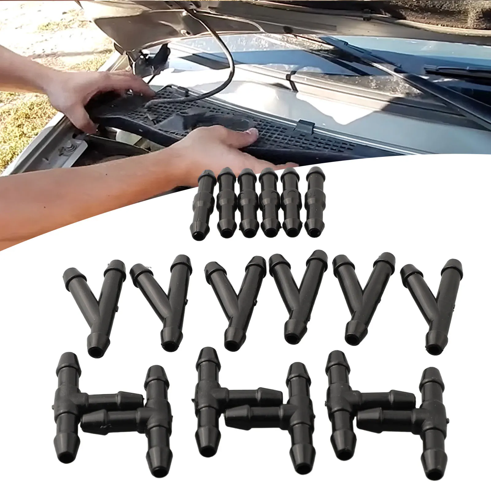 18pcs Windshield Washer Hose Connector Water Tube T/Y/I Type Splitter Fittings Hose Connector Car Accessories
18pcs Windshield Washer Hose Connector Water Tube T/Y/I Type Splitter Fittings Hose Connector Car Accessories
