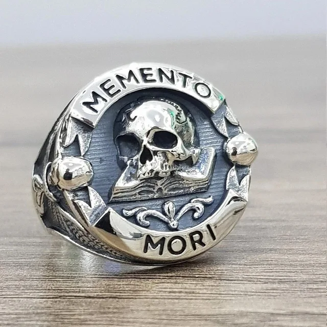 Bague Seton Goth Vintage pour hommes et femmes, Domic Memento, Mori Carpe Diem, Lettre, Crâne, Punk, Modules de Noël, Bijoux, Mode, Y2K 1