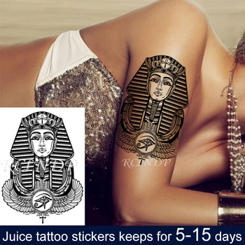 방수 임시 문신 주스 잉크 스티커 이집트 고대 신화 파라오 클레오 파티 과일 젤, 남성 여성을 위한 오래 지속