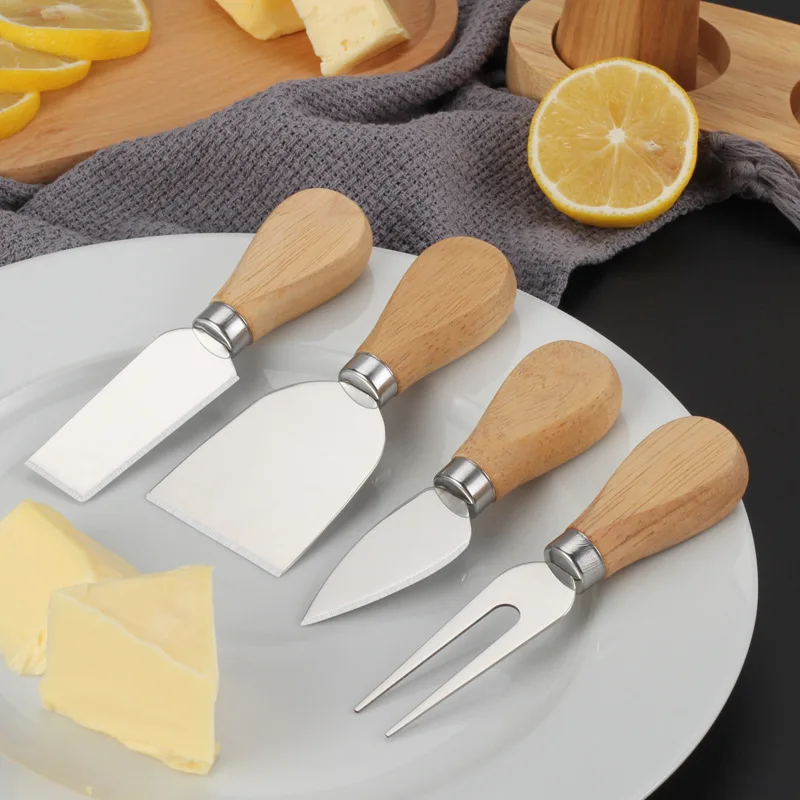 

Cheese Knife Set Stainless Steel Slicer Cutter Grater With Wood Handle Butter Spatula Fork Tools