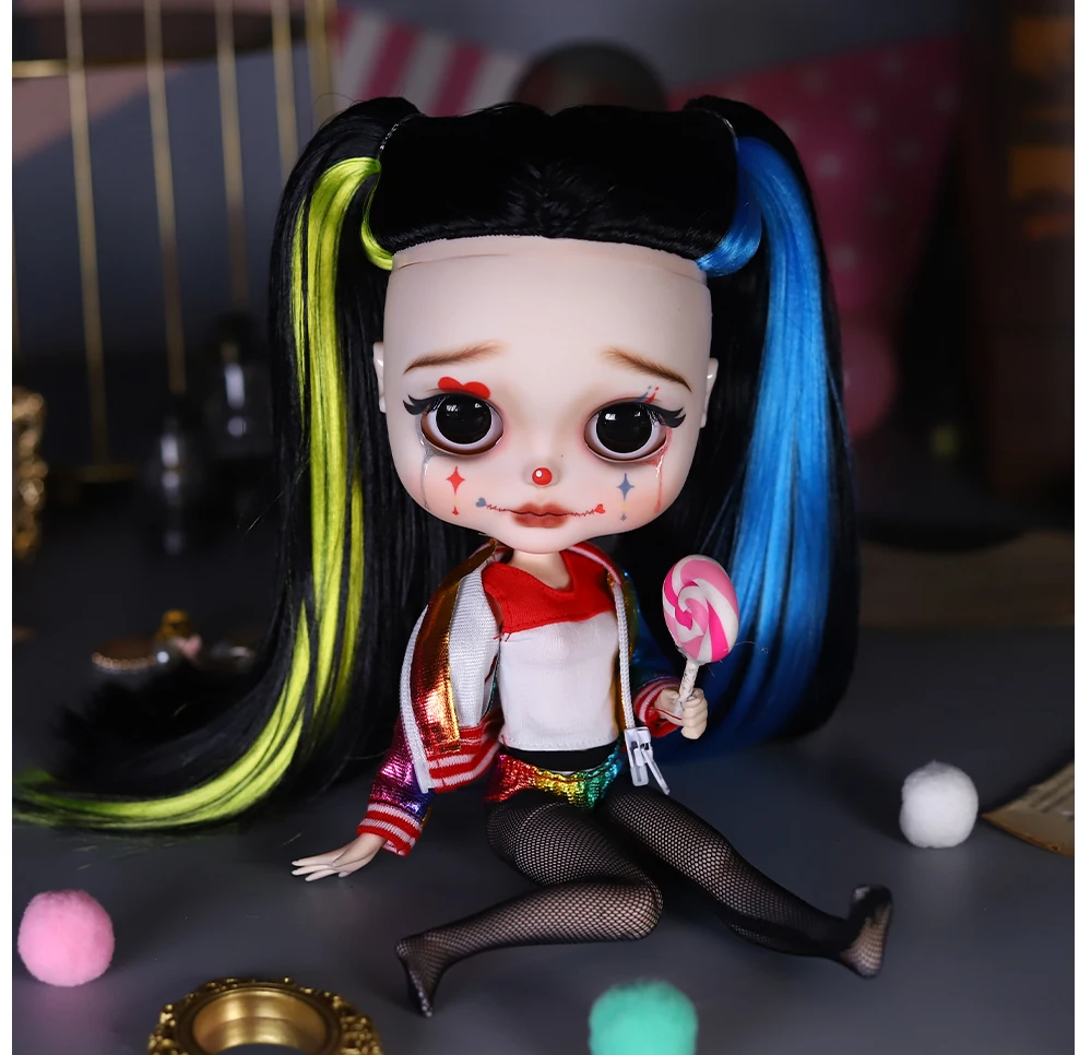 Harley – Premium Custom Neo Blythe Doll with Multi-Color Hair, White Skin & Matte Cute Face 2 Harley – Premium Custom Neo Blythe Doll with Multi-Color Hair, White Skin & Matte Cute Face 5