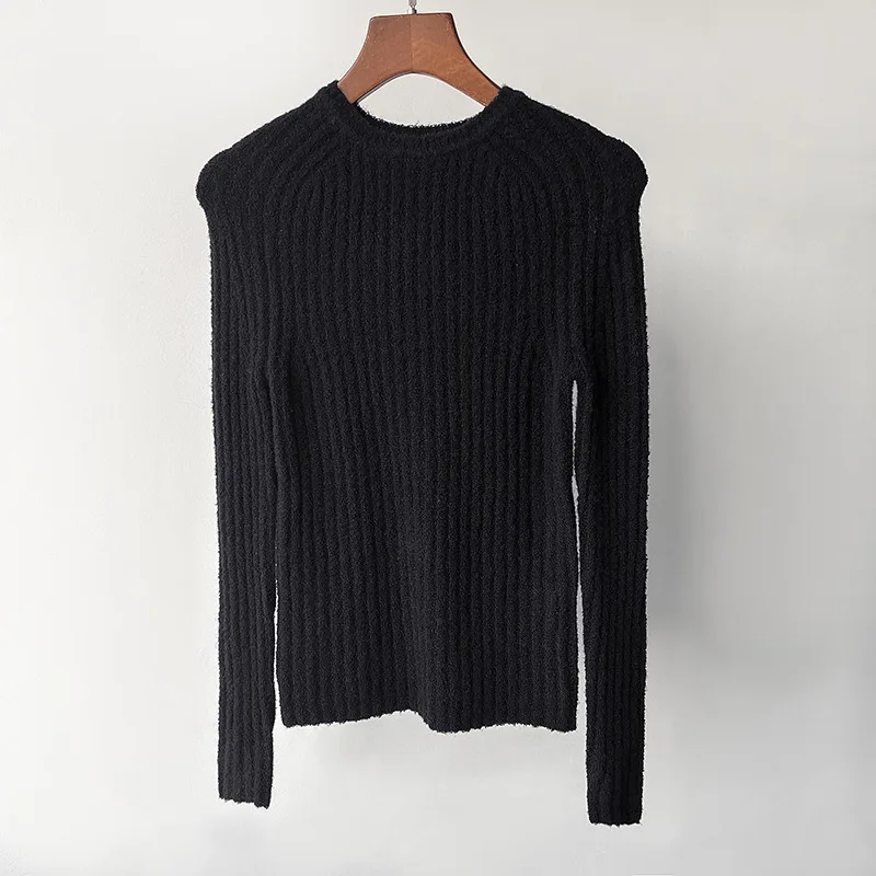 

TT@ Knitted Sweater Women's Slimming Wool Blended Tweed Yarn Autumn/Winter Nordic Versatile Elastic Slim Fit Sweater