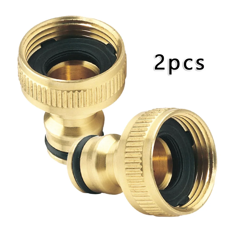 

2pcs Garden Faucet Hose Tap Water Adapter Connector Brass For 3/4" To 1/2" Faucet Thread Connected With Water Hose Fitting