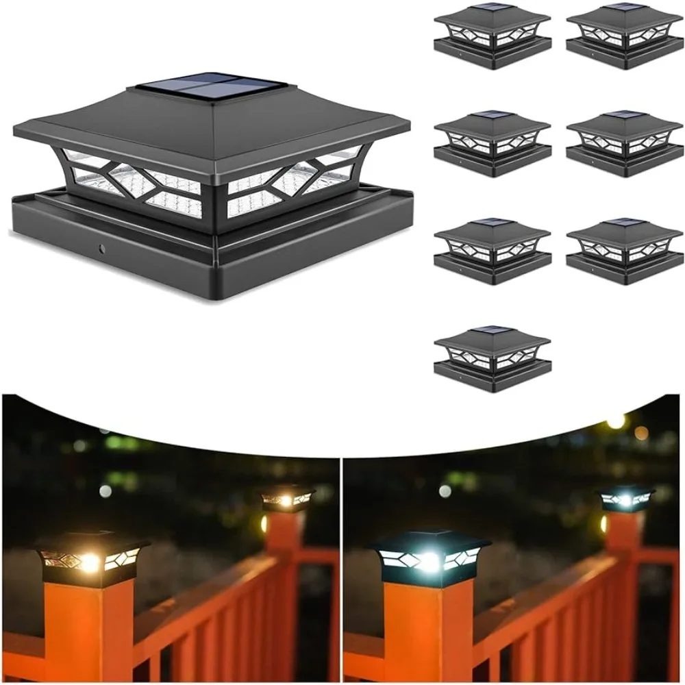 

Solar Post Cap Lights: 8 - Pack Outdoor Post Light 4x4 Vinyl Fence Deck - Dock 4x4/6x6 Wooden Post 2 Color Modes