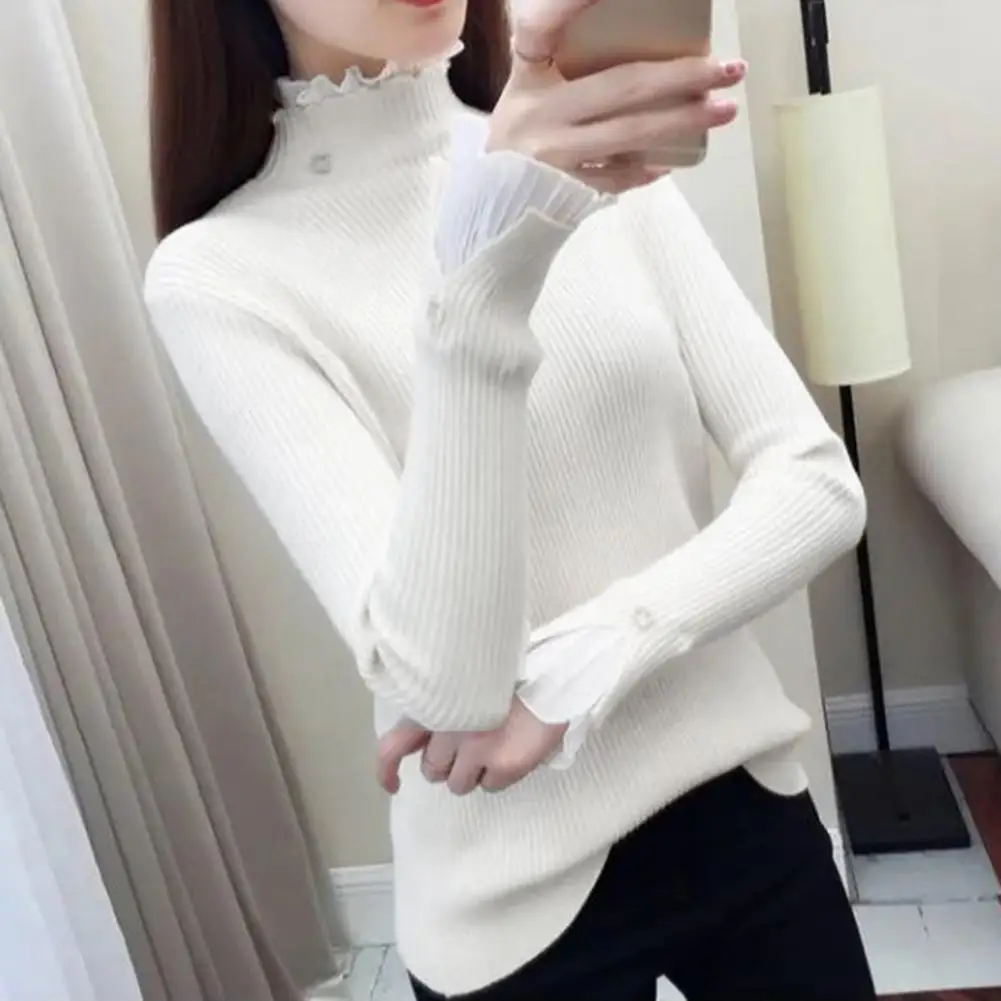 Пуловер, свитер, шикарные вязаные свитеры для женщин, облегающий полувысокий воротник, элегантные кружевные детали для осени и зимы, Модный Эластичный
Пуловер, свитер, шикарные вязаные свитеры для женщин, облегающий полувысокий воротник, элегантные кружевные детали для осени и зимы, Модный Эластичный