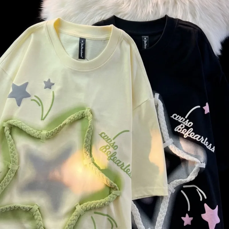 DAYIFUN-женские футболки с короткими рукавами, хлопковые топы со звездами, футболка с сращением, женские корейские милые свободные парные летние новые модные футболки
DAYIFUN-женские футболки с короткими рукавами, хлопковые топы со звездами, футболка с сращением, женские корейские милые свободные парные летние новые модные футболки