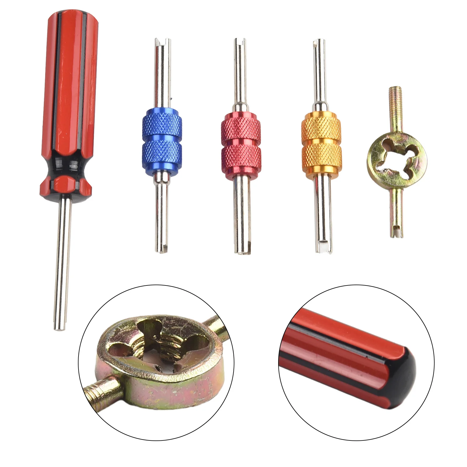 5 Pc Set Dual Screwdriver Valve Stem Core Remover Corrosion Resistant Plating Suitable for Tire and Air Conditioning Valves
5 Pc Set Dual Screwdriver Valve Stem Core Remover Corrosion Resistant Plating Suitable for Tire and Air Conditioning Valves