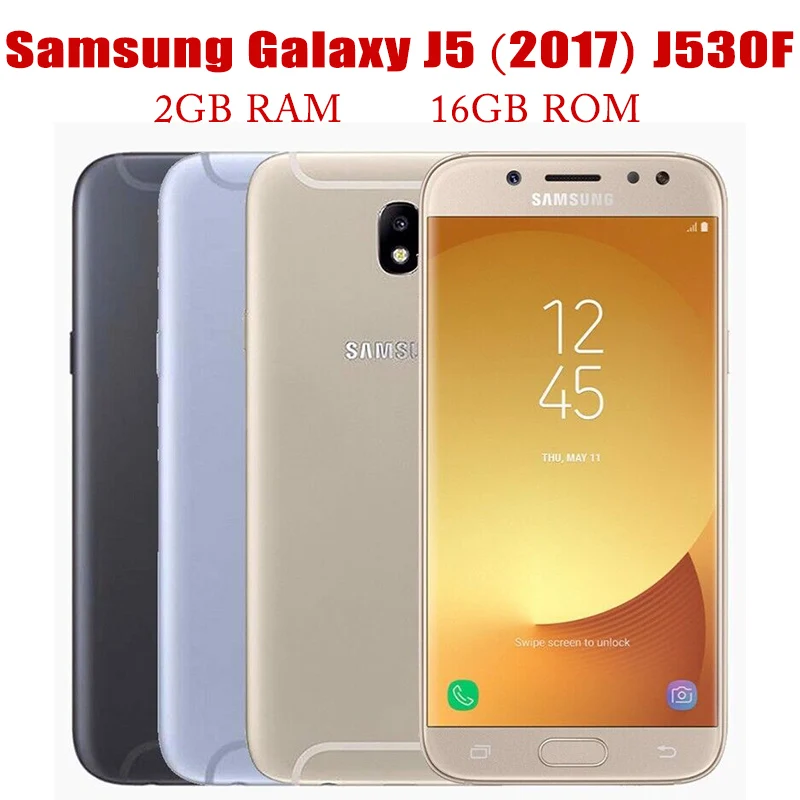 

Samsung Galaxy J5 (2017) J530F Smartphone Original Unlocked 5.2'' Octa-core 2GB RAM 16GB ROM Mobile 13MP 1/2SIM 1080P Cell Phone