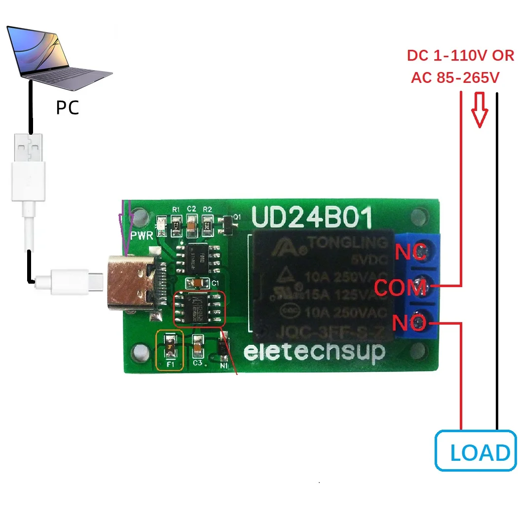 

Relay Module PC UART DC 5V 12V TYPE-C USB TTL232 Serial Port Switch for Arduino for UNO MEGA Raspberry PI