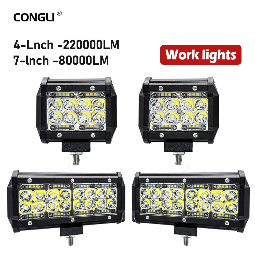 

220000LM 4/ 7 Inch Combo off road Led Light Bars Spot Flood Beam for Work Driving Offroad Boat Car Tractor Truck 4x4 SUV ATV