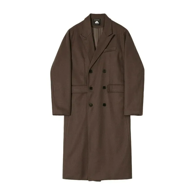 

Пальто мужское шерстяное, утепленный свободный Тренч, повседневный однотонный плащ, корейский стиль, длинная верхняя одежда, осень-зима
