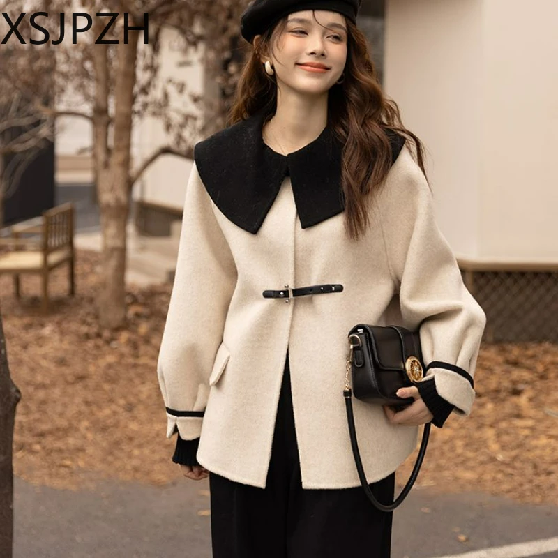 Women's Reversible Cashmere Coat, Winter Jacket, Female Short Loose Parkas, Doll Collar Outwear, Hepburn Style Overcoat, New
Women's Reversible Cashmere Coat, Winter Jacket, Female Short Loose Parkas, Doll Collar Outwear, Hepburn Style Overcoat, New
