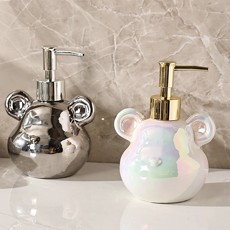 

Керамические портативные дозаторы жидкого мыла, домашние милые дозаторы в форме медведя, флакон для геля для душа и шампуня, аксессуары для ванной комнаты LE164
