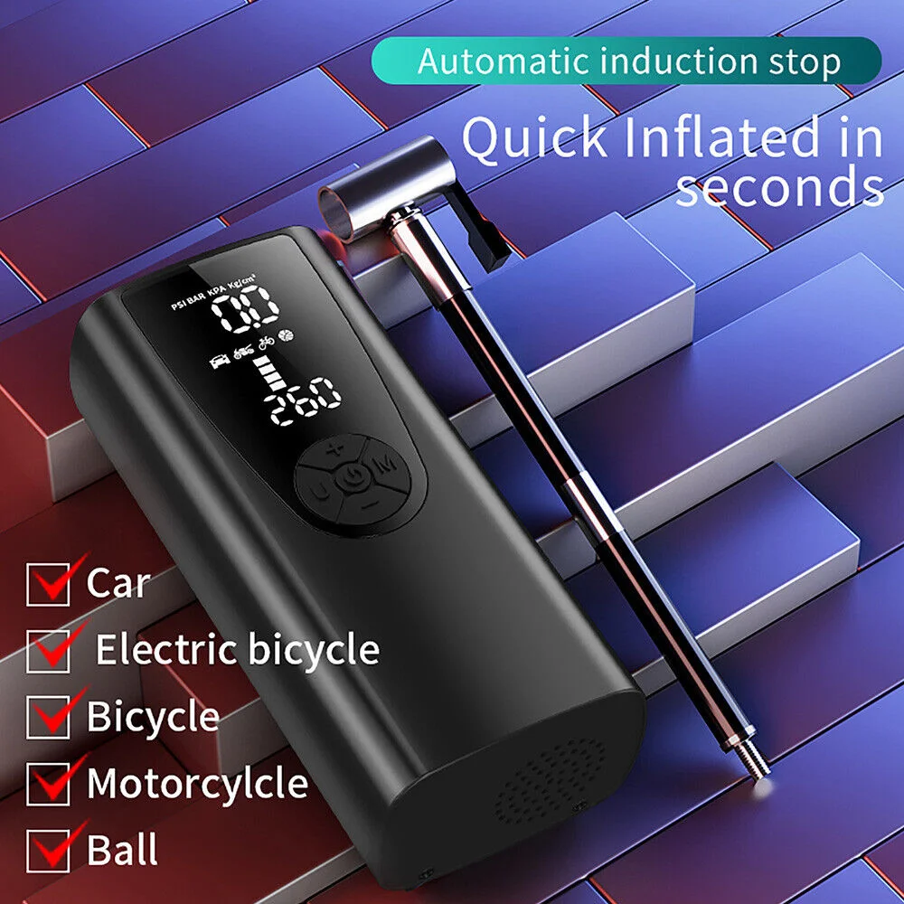 8000mAh Rechargeable Car Air Compressor 12V 150PSI Electric Cordless Tire Inflator Pump for Motorcycle Bicycle Car Tyre Balls
8000mAh Rechargeable Car Air Compressor 12V 150PSI Electric Cordless Tire Inflator Pump for Motorcycle Bicycle Car Tyre Balls