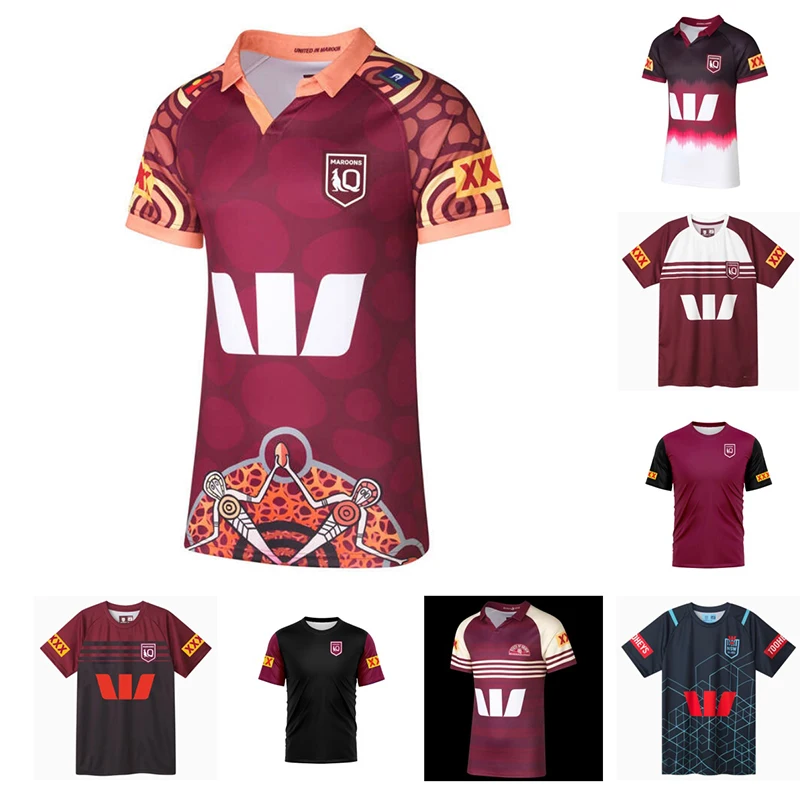 

QLD Maroons Origin 2024 Children's Indigenous Jersey Maroon/White Multiple High Quality Clothing Home and Away/Rugby Training Cl