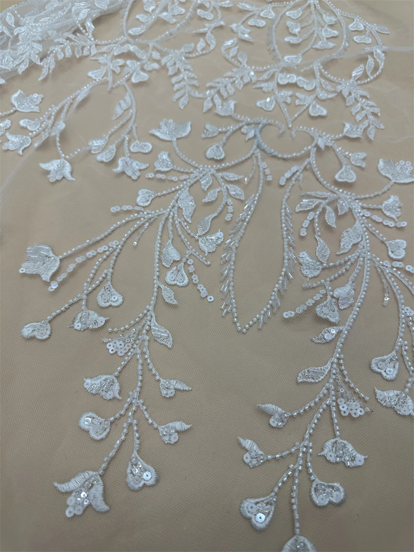 

Beaded Lace Fabric French Net Nigerian Lace Fabric SYJ-13084813 High Quality Lace Sequin Tulle Lace For Wedding Party Dress