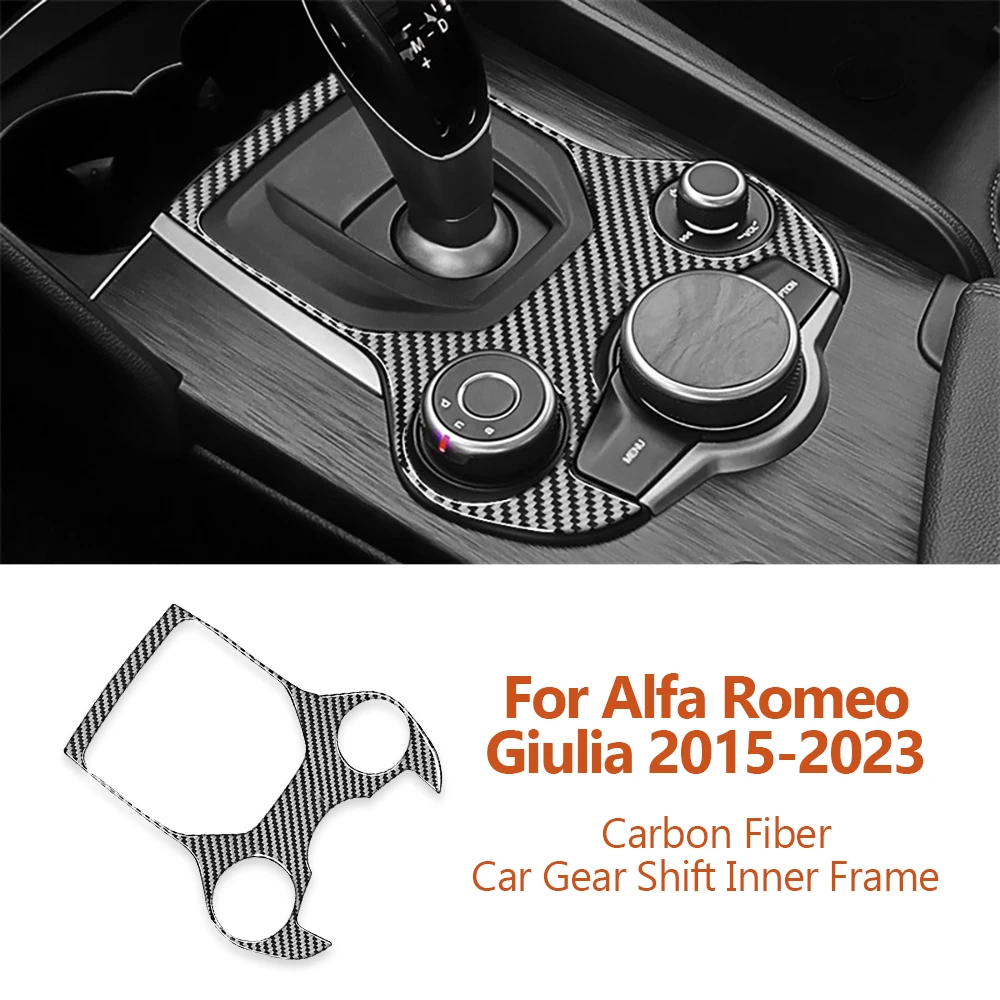 

For Alfa Romeo Giulia Stelvio 2015-2023 Carbon Fiber Car Gear Shift Inner Frame Panel Decorative Stickers Auto Interior Parts