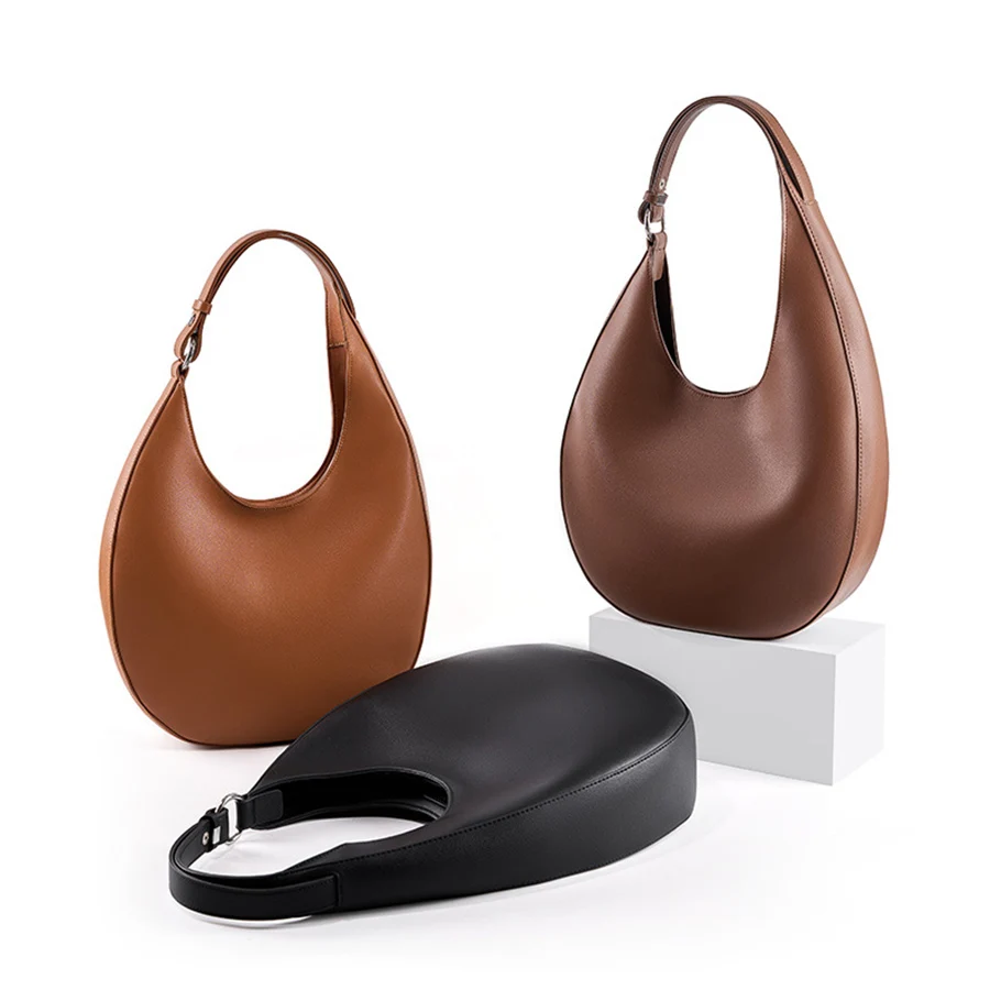 

Vintage design crescent shaped Tote single shoulder underarm women's bag leather crossbody bag irregular Commuter shoulder bags