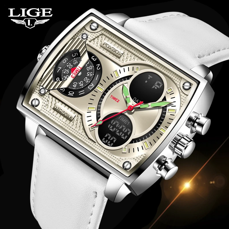 LIGE Digital Dual Display Quartz Men Watch Leather Fashion Watch for Men Sport Military Clock Waterproof Luminous Man Wristwatch
LIGE Digital Dual Display Quartz Men Watch Leather Fashion Watch for Men Sport Military Clock Waterproof Luminous Man Wristwatch