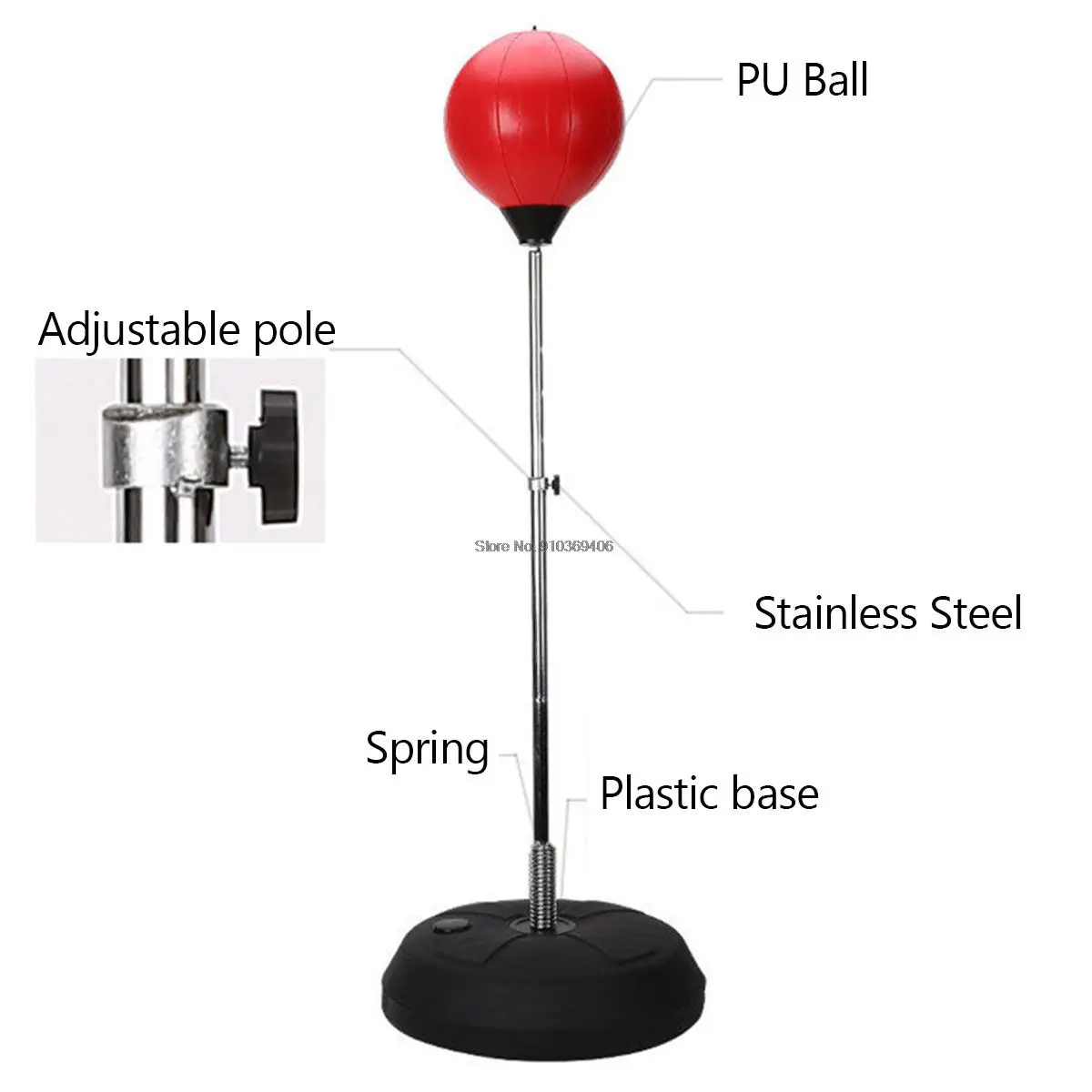 

Punching Bag Ball with Stand Kids Adults Height Adjustable Freestanding Boxing Speed Training Stress Relief Fitness