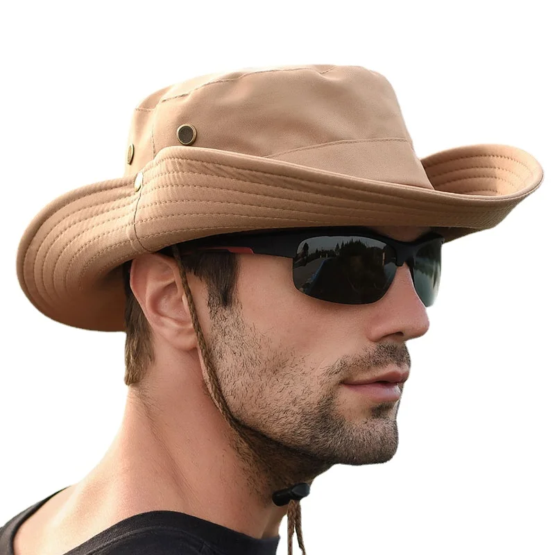 

Men's Bucket Hats Anti UV Sun Hats Summer Panama Breathable Cowboy Hat Male Outdoor Hiking Fisherman Hat Caps for Men Women