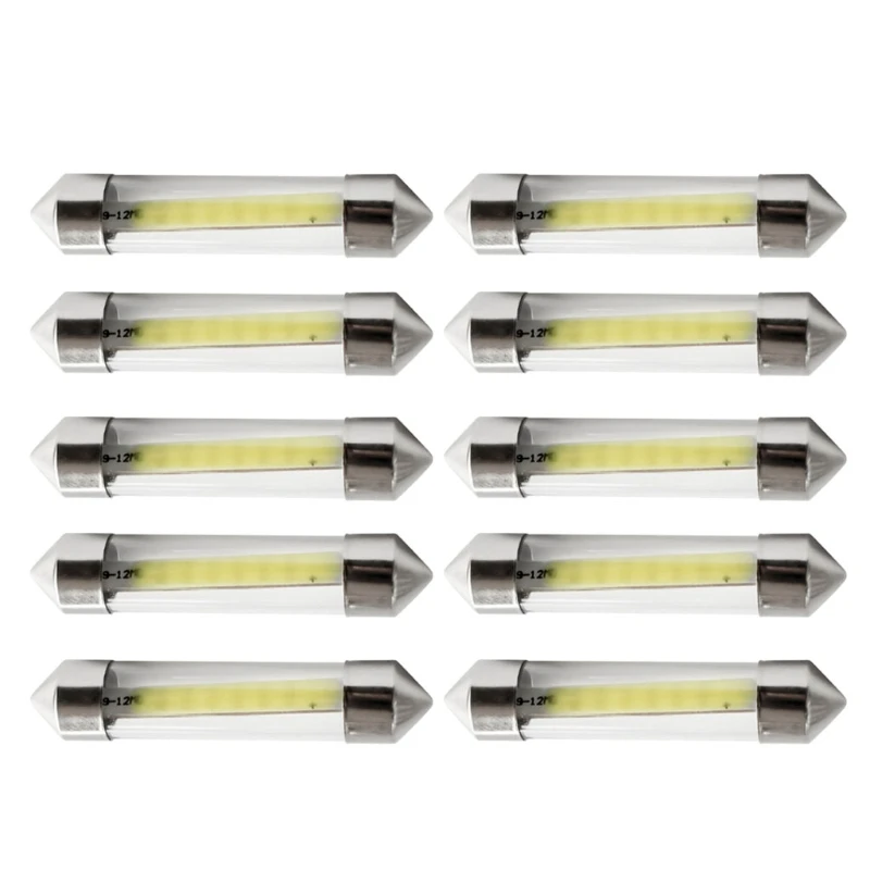 

U90C 10pcs Car Interior LED Festoon Dome 31mm 36mm 39mm 41mm C5W C10W Bulbs Reading License Plate Lamp 12V COB Bright Light