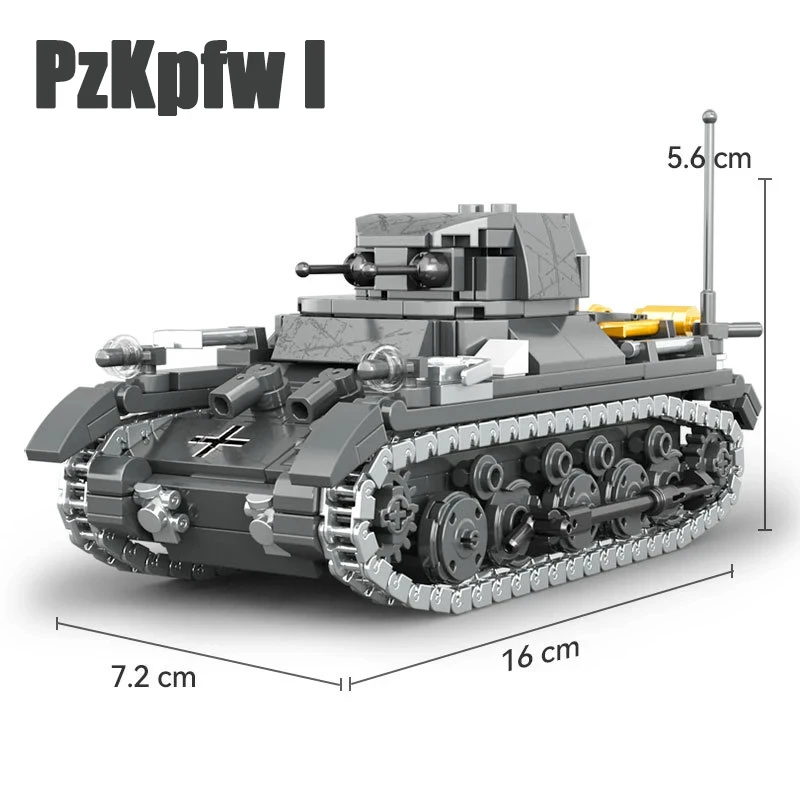 

Военный немецкий танк Второй мировой войны, модель PzKpfW I, строительные блоки, оружие, Вторая мировая война, фигурки, игрушки, подарок для детей