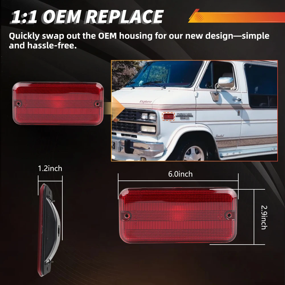 أضواء العلامات الجانبية الخلفية والأمامية أضواء خلفية لسيارة شيفروليه G10 G20 G30 P20 P30 GMC G1500 G2500 G3500 P2500 P3500 فان 6 أضواء العلامات الجانبية الخلفية والأمامية أضواء خلفية لسيارة شيفروليه G10 G20 G30 P20 P30 GMC G1500 G2500 G3500 P2500 P3500 فان