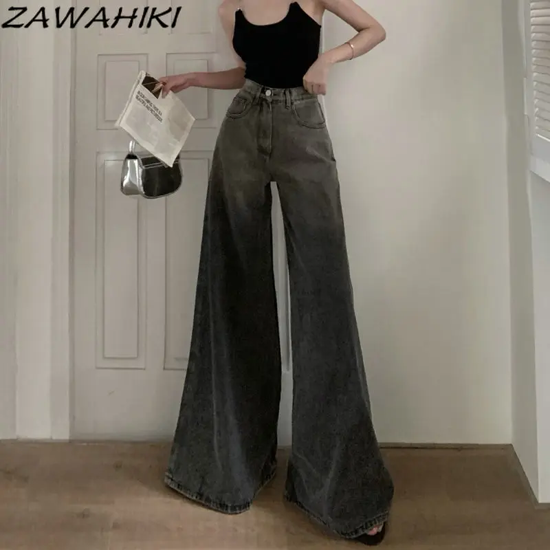 Gray Summer High Waist Boot Cut Jeans Women Loose Wide Leg Solid Color Do Old Washed Temperament Casual Versatile Denim Pants
Gray Summer High Waist Boot Cut Jeans Women Loose Wide Leg Solid Color Do Old Washed Temperament Casual Versatile Denim Pants