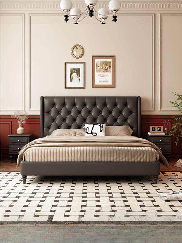 Modern Bedroom Soft Pack Bed French Retro Domestic Double Bed Black Rhombus Soft Cushion Solid Wood Bed
Modern Bedroom Soft Pack Bed French Retro Domestic Double Bed Black Rhombus Soft Cushion Solid Wood Bed