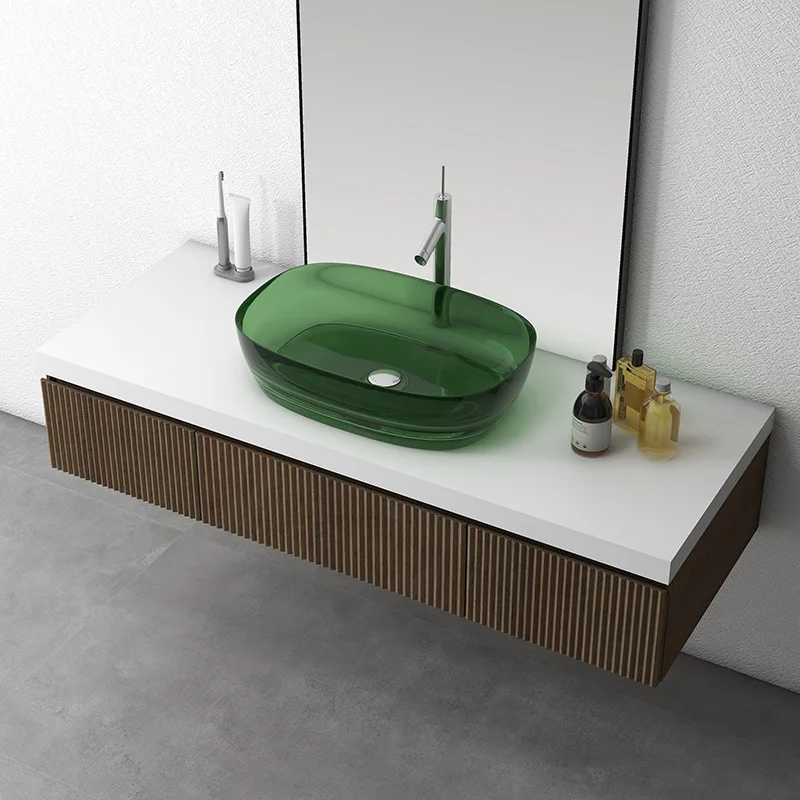 

Luxury 580*380*120mm clear Bathroom sink Artistic Wash basin Top Quality resin washbowl Crystal colorful Bathroom lavabo Modern