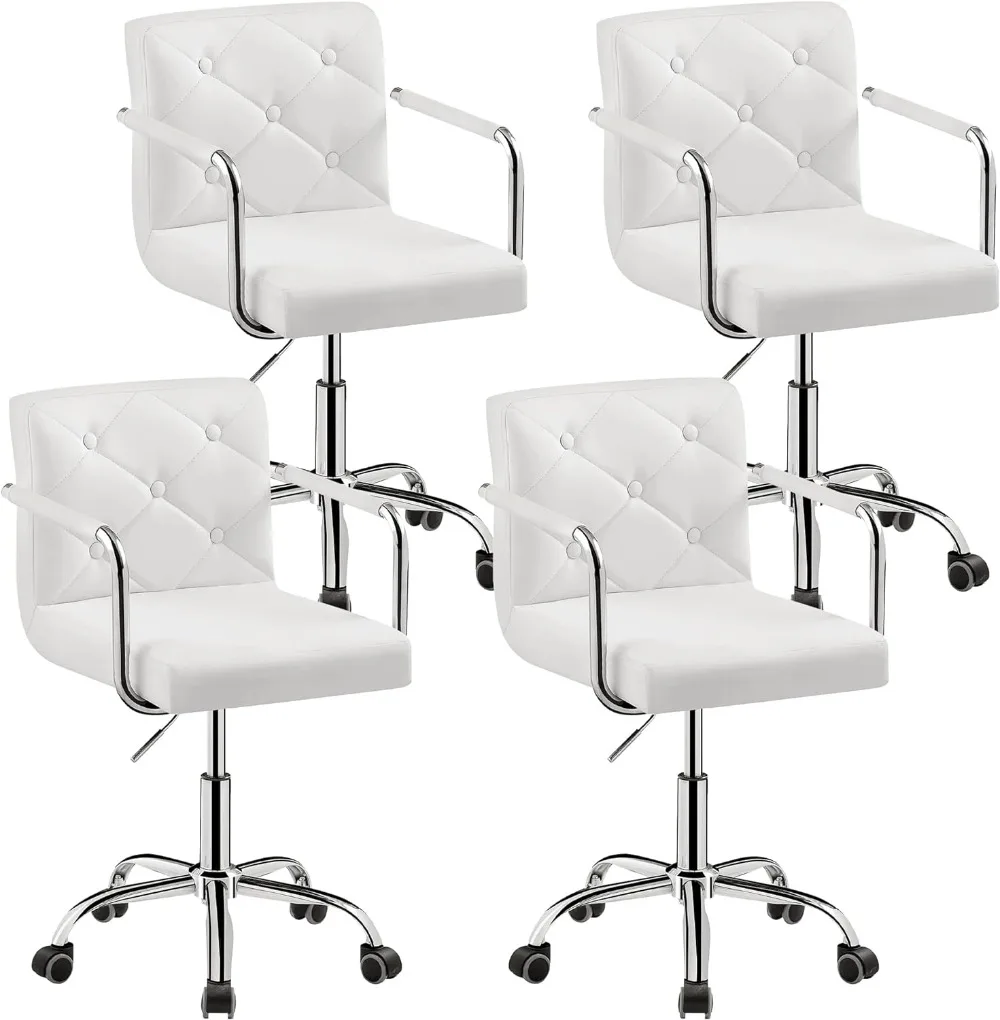 White Rolling Work Chair for Home Office Desk Adjustable Height with Wheels for Study/Task 360°Swivel Mid Back Set of 4
White Rolling Work Chair for Home Office Desk Adjustable Height with Wheels for Study/Task 360°Swivel Mid Back Set of 4