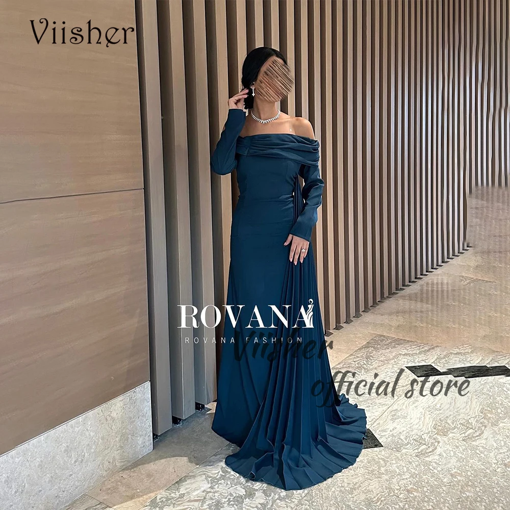 Blue Satin Mermaid Evening Dresses Off Shoulder 3/4 Sleeve Arabic Dubai Prom Dress with Train Long Formal Occasion Gowns
Blue Satin Mermaid Evening Dresses Off Shoulder 3/4 Sleeve Arabic Dubai Prom Dress with Train Long Formal Occasion Gowns