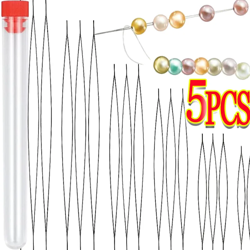 

5pcs Beading Needles Seed Beads Needles Big Eye DIY Beaded Collapsible Beading Pins Open Needles for Jewelry Making Tools