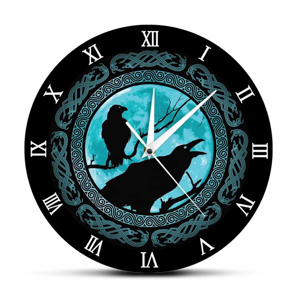 Huginn and Muninn Midgard Ravens Viking Wall Clock With Roman Numerals Old Norse Mythology Home Decor Double Crows Wall Watch
Huginn and Muninn Midgard Ravens Viking Wall Clock With Roman Numerals Old Norse Mythology Home Decor Double Crows Wall Watch