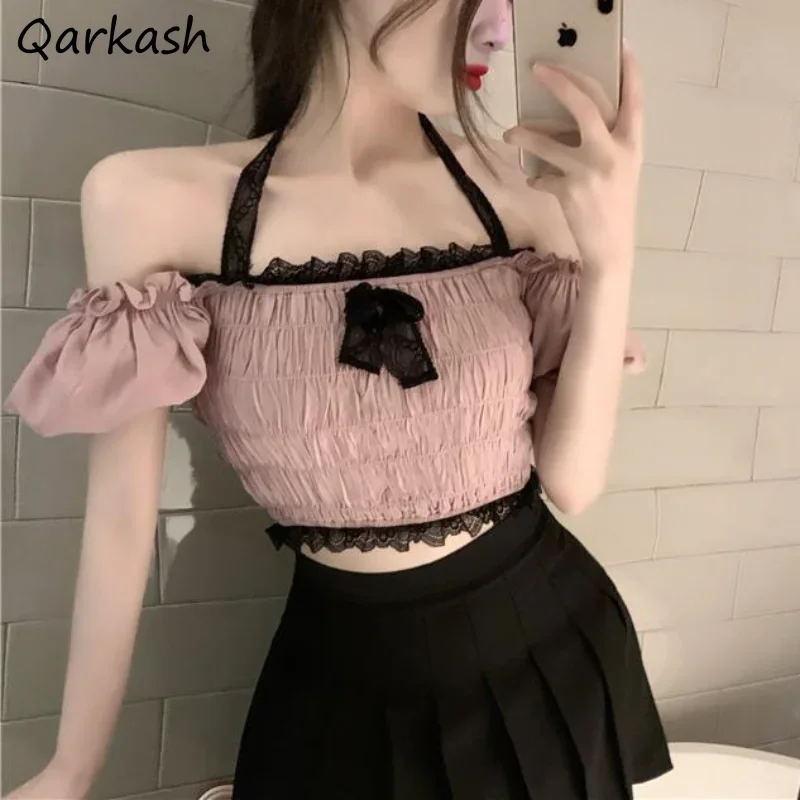 Halter Blouses Women Sweet Lace Sexy Elegant Ins Korean Style Stylish Slim Hot Girls Y2k Tops Crop Puff Sleeve Hotsweet Summer
Halter Blouses Women Sweet Lace Sexy Elegant Ins Korean Style Stylish Slim Hot Girls Y2k Tops Crop Puff Sleeve Hotsweet Summer