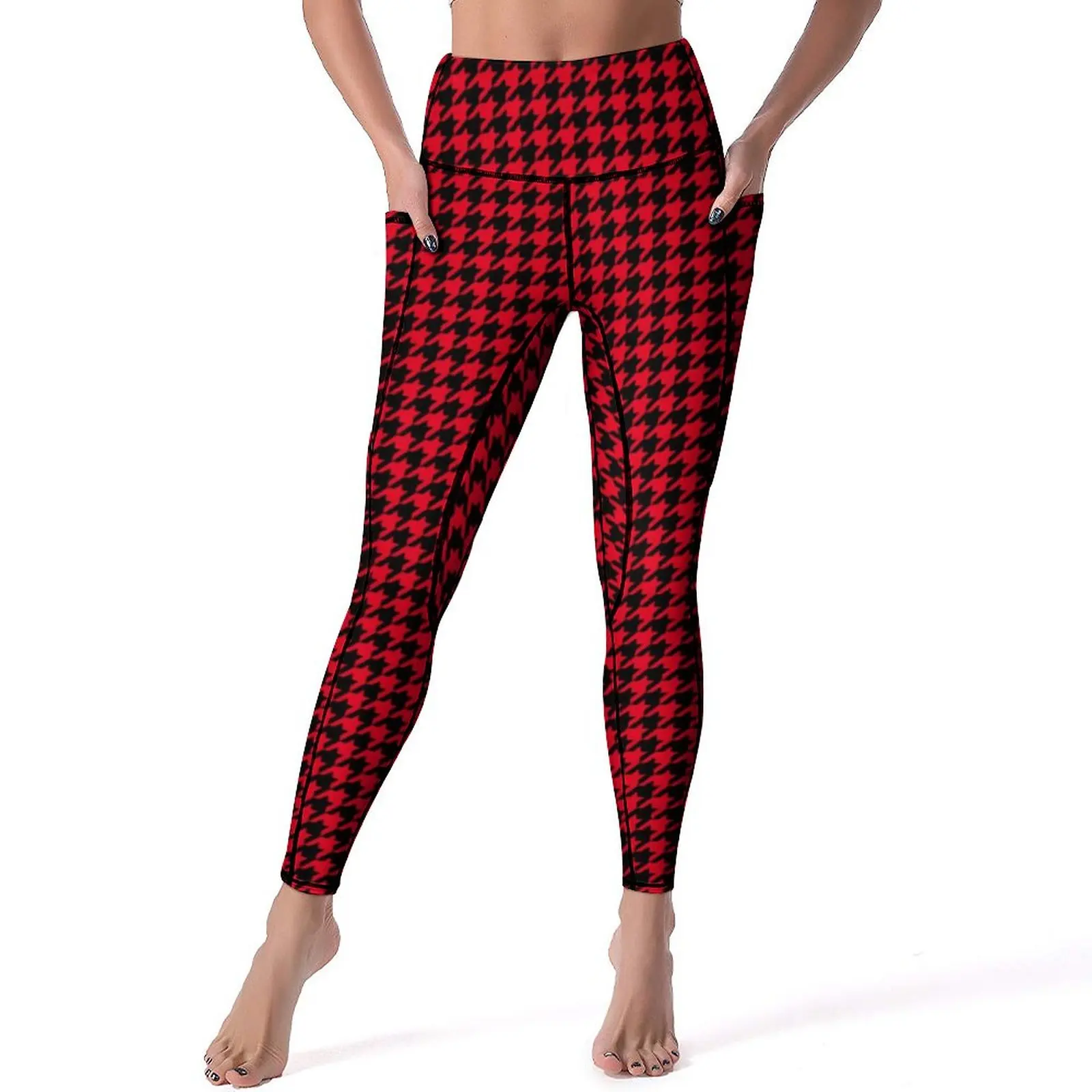 Elegant Houndstooth Yoga Pants Women Black and Red Leggings High Waist Elegant Yoga Legging Stretch Graphic Work Out Sport Pants
Elegant Houndstooth Yoga Pants Women Black and Red Leggings High Waist Elegant Yoga Legging Stretch Graphic Work Out Sport Pants