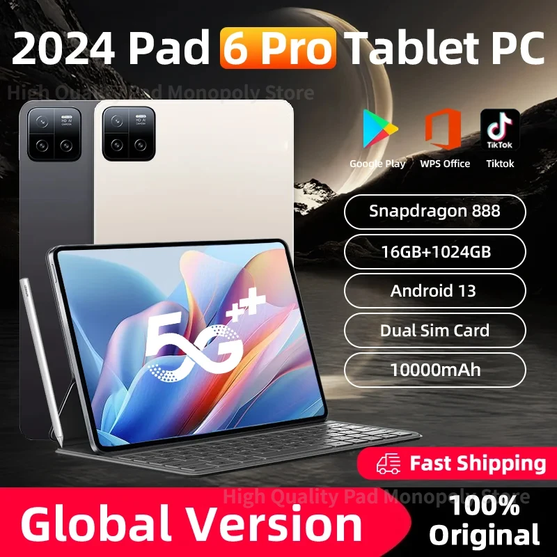 2024 Original Pad 6 Pro Global Version Tablet PC Snapdragon 888 10000mAh Android 13.0 16GB 1024GB 5G HD 4K Screen WIFI Mi Tab
2024 Original Pad 6 Pro Global Version Tablet PC Snapdragon 888 10000mAh Android 13.0 16GB 1024GB 5G HD 4K Screen WIFI Mi Tab
