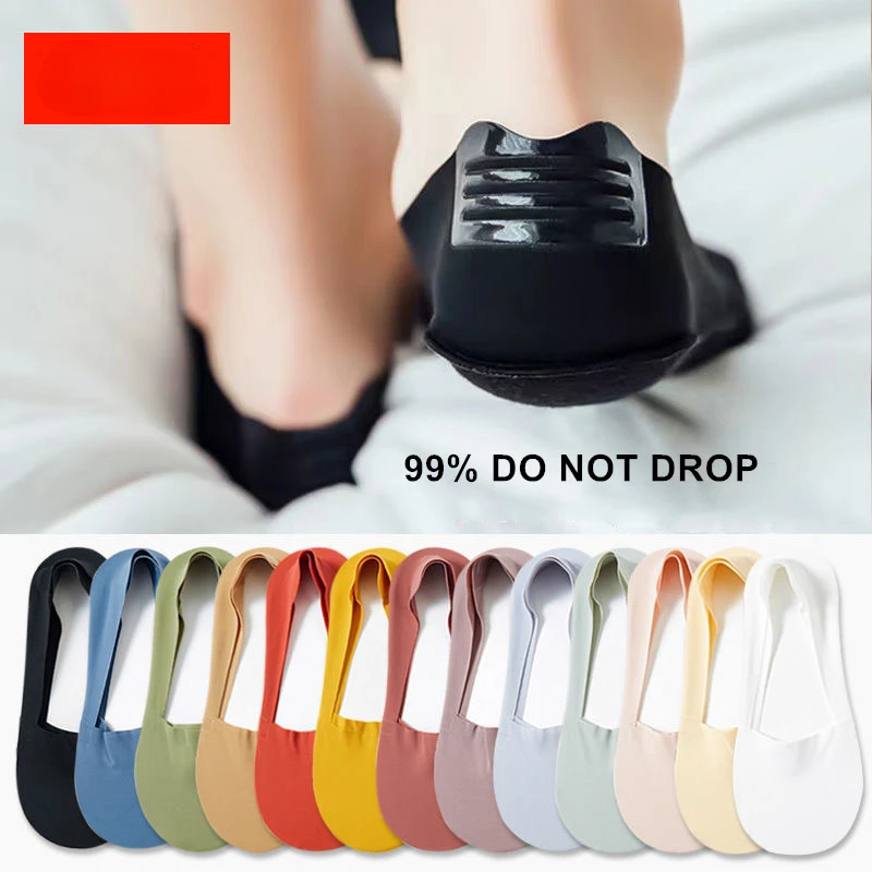 

(do Not Fall Off The Heel) Ice Silk Boat Socks Women's Summer Thin Silicone Non-slip Shallow Mouth Cotton Bottom Socks Invisible
