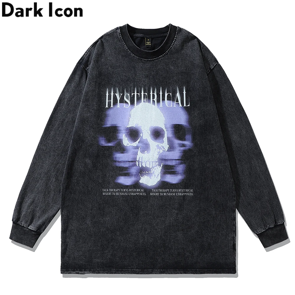 Мужская хлопковая футболка с длинным рукавом Dark Icon, с принтом скелета, на осень
Мужская хлопковая футболка с длинным рукавом Dark Icon, с принтом скелета, на осень