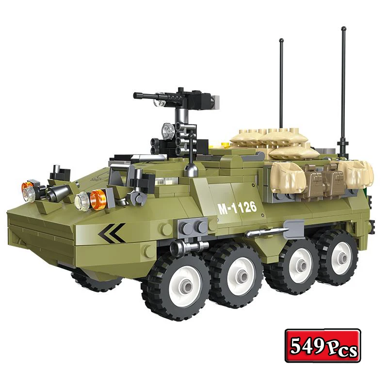 Вторая мировая война, Военная серия M1126 модель бронированного автомобиля, коллекционные украшения, строительные блоки, кирпичи, игрушки, подарки
Вторая мировая война, Военная серия M1126 модель бронированного автомобиля, коллекционные украшения, строительные блоки, кирпичи, игрушки, подарки