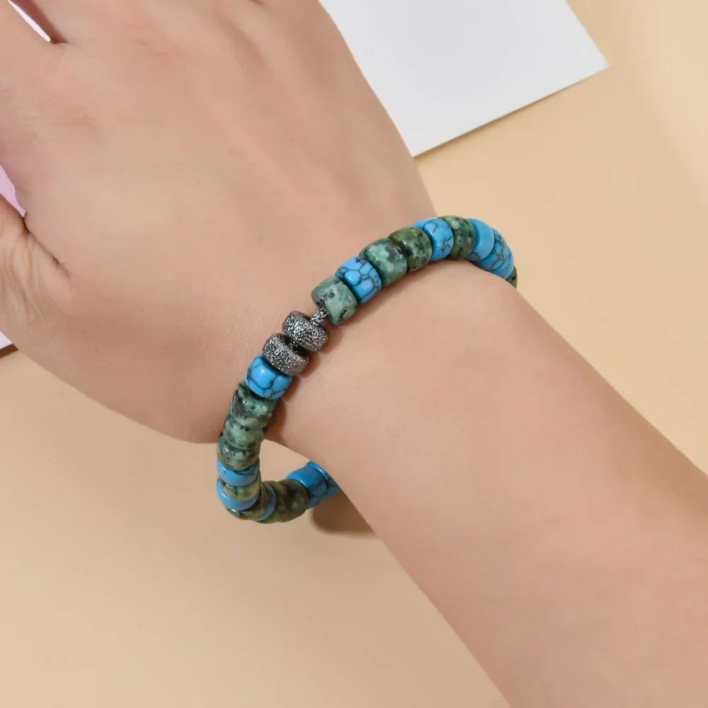 

Beaded bracelet Pattern Hand weaving Adjustable Bohemia Natural stone Turquoise Tidal current Simplicity Rice bead bracelet