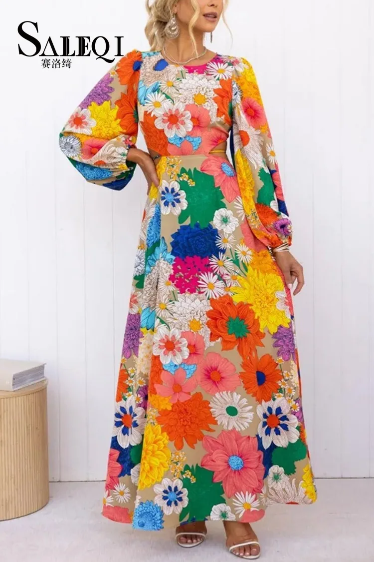 Autumn New Long sleeved Dopamine Print Lace up Waist Vacation Street Fashion Dress for Women
Autumn New Long sleeved Dopamine Print Lace up Waist Vacation Street Fashion Dress for Women