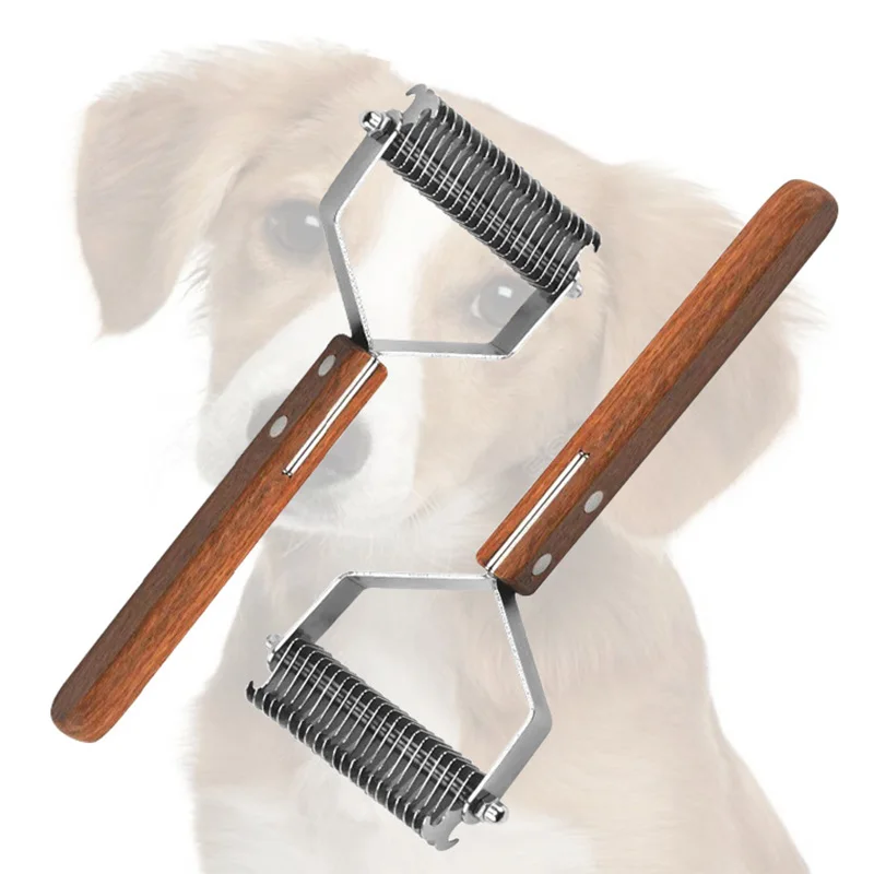 

Stainless Steel Grooming Brush Two-Sided Shedding and Dematting Rake Comb for Dog Cat Remove Knot Tangles Pets Hair Removal Comb