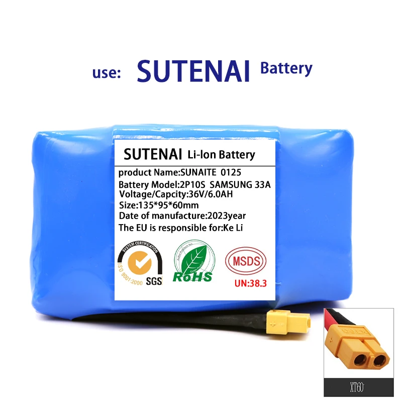 36V 18650 Battery Pack 6000mAh Rechargeable Lithium ion battery for Electric Self Balancing Scooter HoverBoard Unicycle
36V 18650 Battery Pack 6000mAh Rechargeable Lithium ion battery for Electric Self Balancing Scooter HoverBoard Unicycle