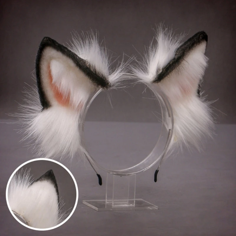 

Faux Fur Wolf Ears Headband Realistic Furry Fluffy Animal Hair Hoop Lolita Anime Masquerade Performance Cosplay Costume Hair