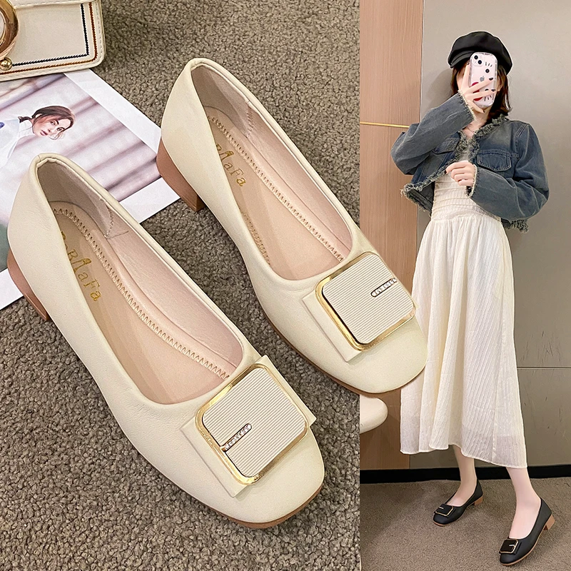 Women Pumps Med Heel Square Toe Pumps Office Lady Leahter Shoes Big Gold Metal Chain Soft Soles Slip on Shoes Autumn New 2023 39
Women Pumps Med Heel Square Toe Pumps Office Lady Leahter Shoes Big Gold Metal Chain Soft Soles Slip on Shoes Autumn New 2023 39