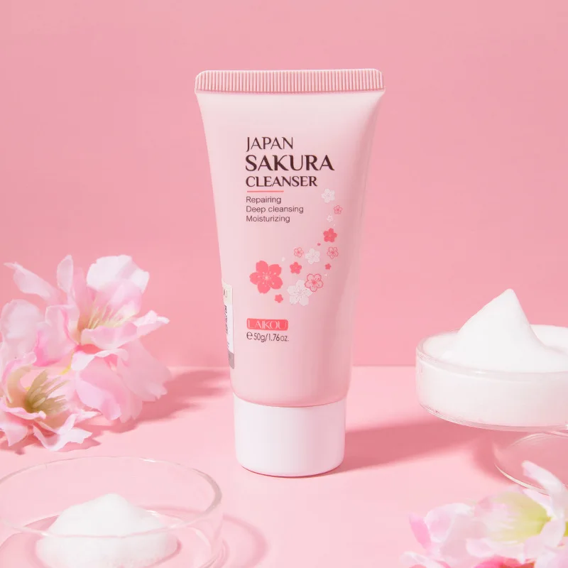 

5PCS LAIKOU Japan Sakura Cleanser Reparing Gengle Deep Cleaning Moisturizing Remove Blackhead Pore Face Care Skin Cleanser 50g