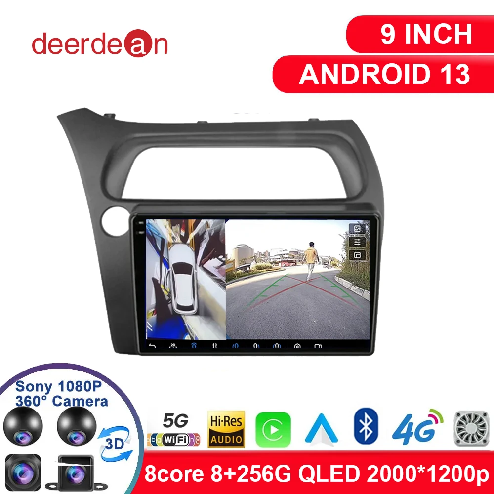 

Автомагнитола на Android 13 для Honda Civic Hatchback 2006-2011, 4G, мультимедийный видеоплеер, GPS-навигация, головное устройство 2Din с Wi-Fi